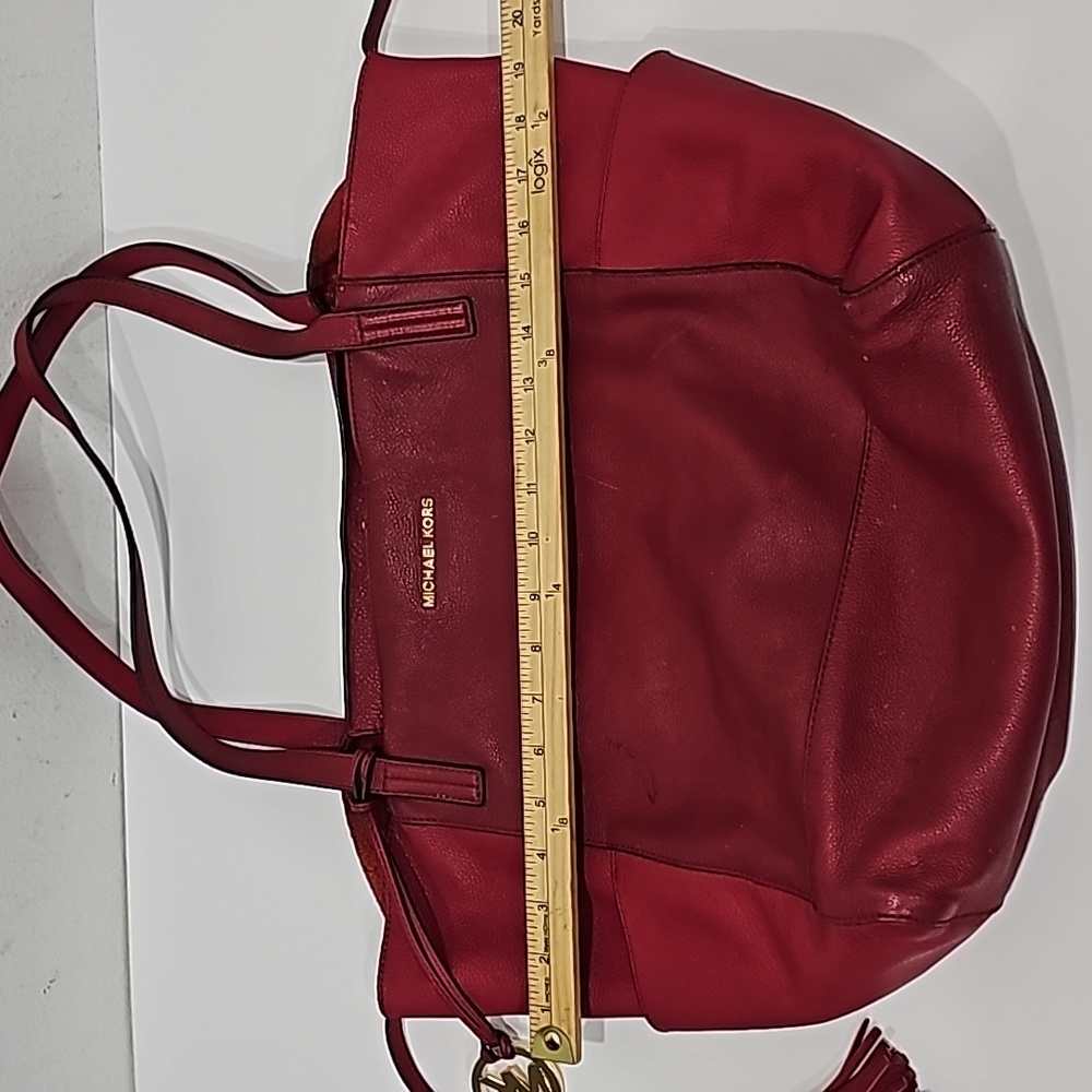 Michael Kors Large Pebbled Red Leather Handbag Tote Spacious - Picture 12 of 12